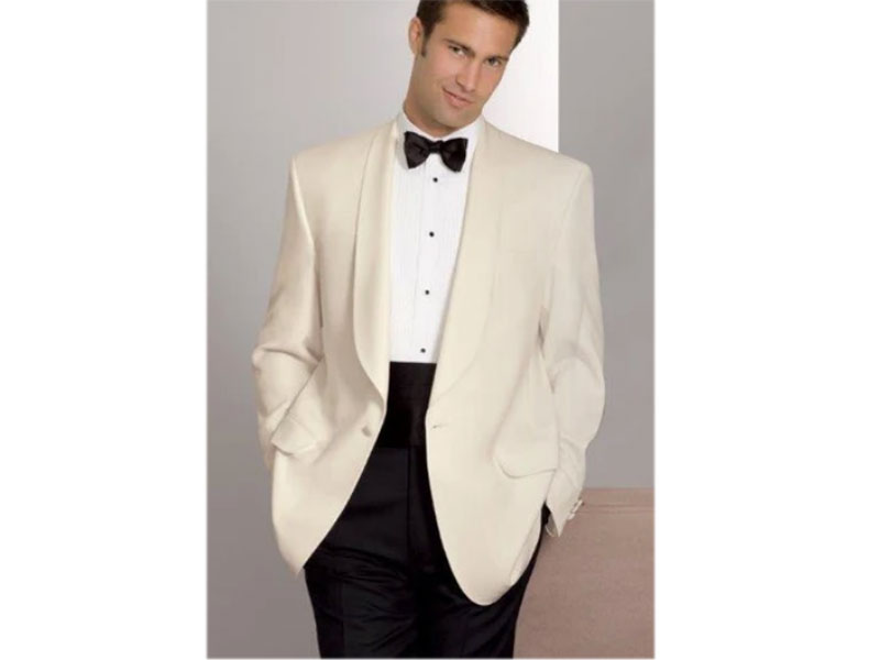 Men's Ivory Dinner Jacket Classic 1 Button Shawl Lapel