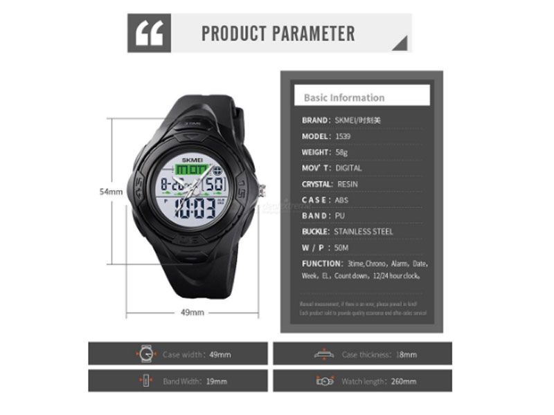 Skmei 1539 50m Waterproof Multifunctional Men's Sports Watch