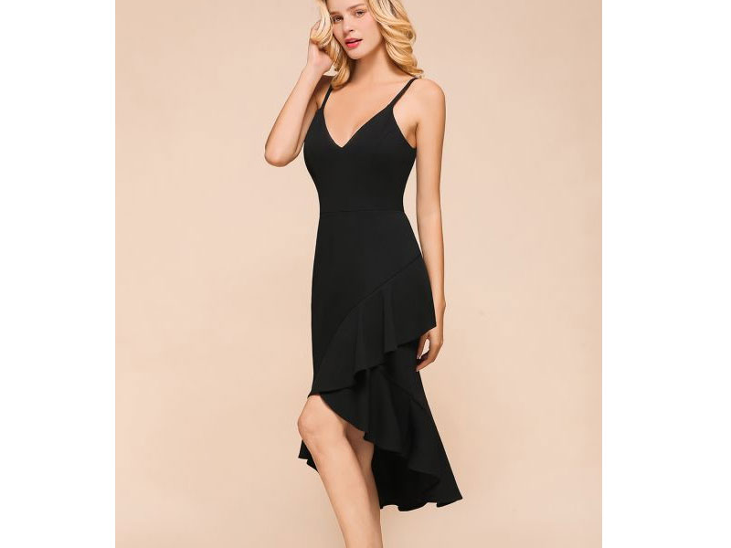 Women's Sexy Spaghetti Straps Sweetheart Slim Hi-Lo Party Dress Vintage Backless