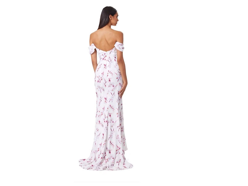 Women's Catalina Bardot Fishtail Maxi Dress in Floral Print
