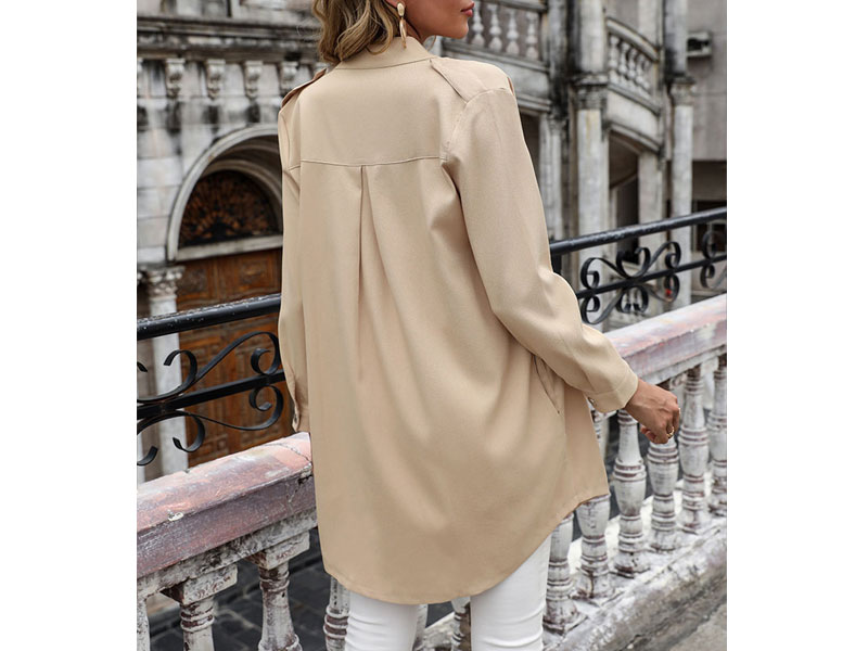 Women's Coat Turndown Collar Long Sleeve Pockets Polyester Coats