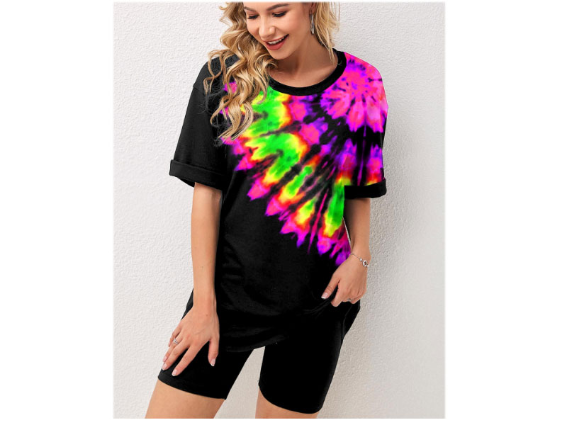 Women's Multi Color Tie Dye Print Sport Top and Pants