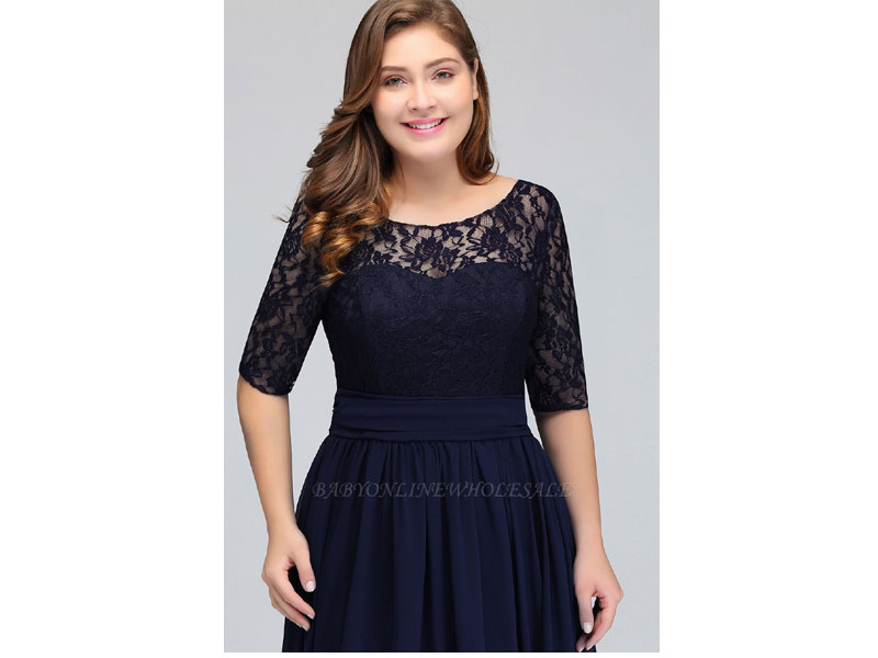 Women's Ivanna A-Line Scoop Half Sleeves Long Navy Dress