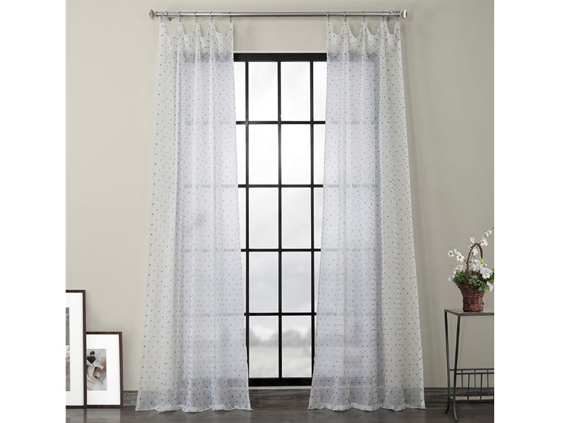 Altair Blue Patterned Linen Sheer Curtain