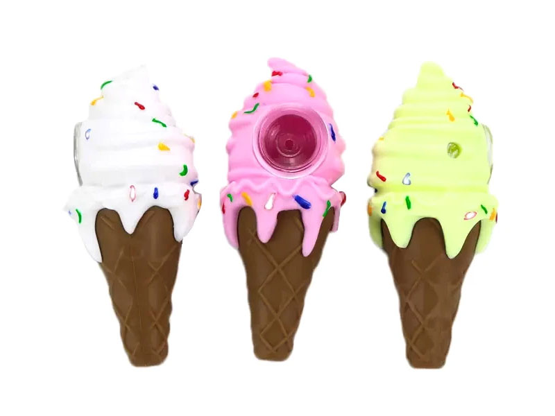 Ice Cream Cone Silicone Pipe with Glass Bowl Insert