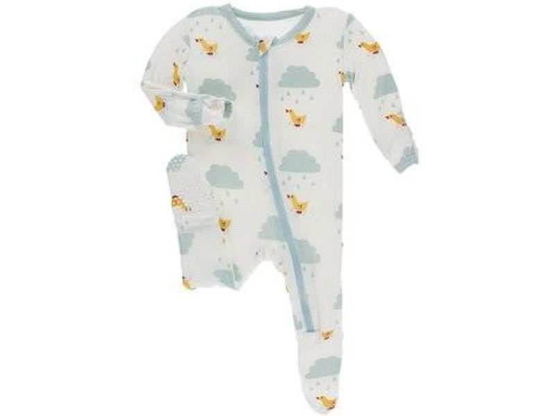 Kickee Pants Natural Puddle Duck Zipper Footie