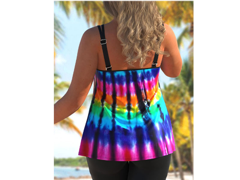 Women's Rotita Rainbow Color Plus Size Tie Dye Print Tankini Set