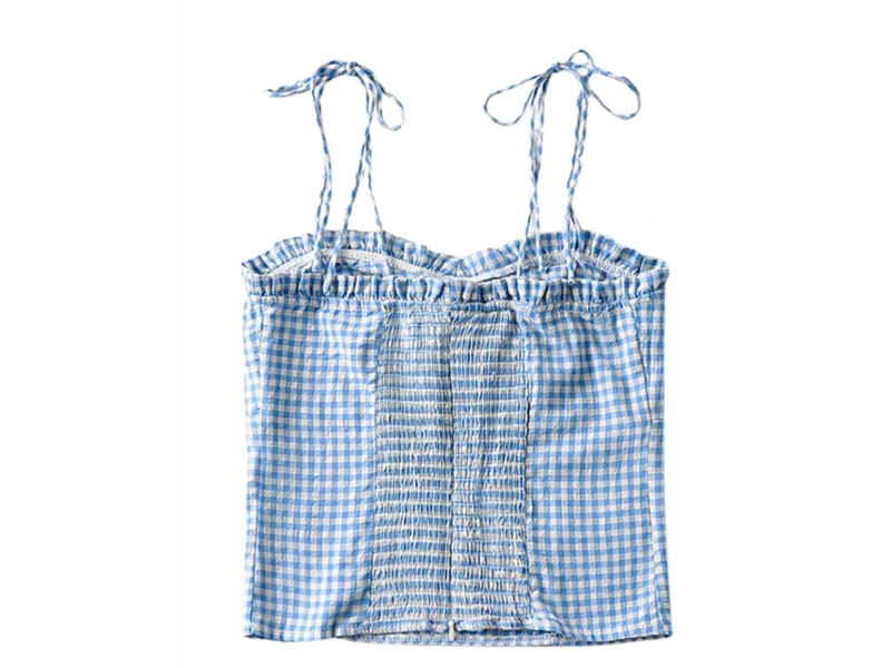 Goodnight Macaroon Women's Jill Tied Straps Gingham Top