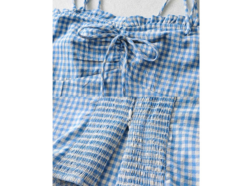 Goodnight Macaroon Women's Jill Tied Straps Gingham Top