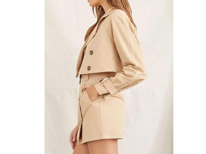 Women's Cropped Trench Jacket & Skirt Set
