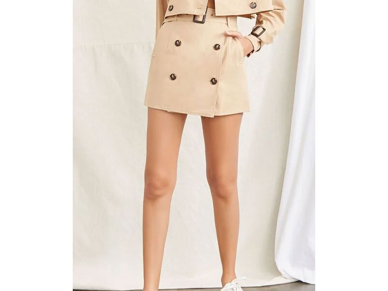 Women's Cropped Trench Jacket & Skirt Set