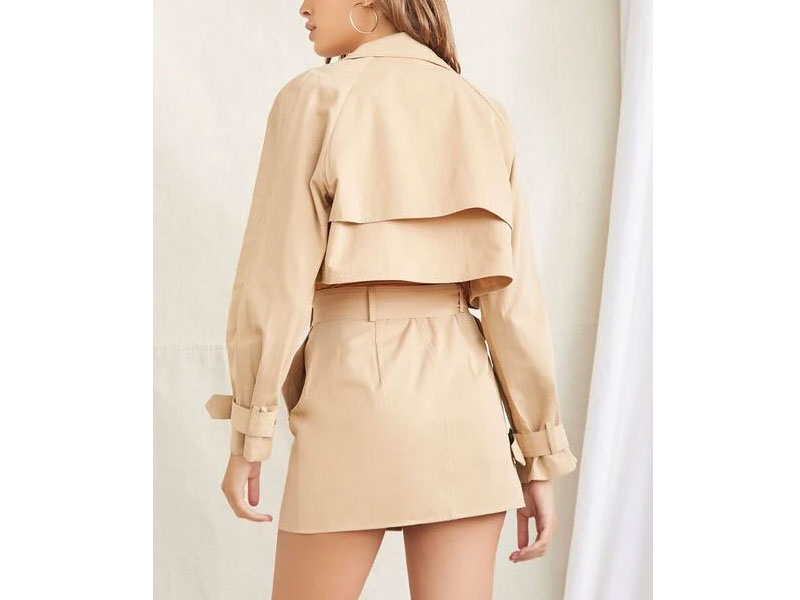 Women's Cropped Trench Jacket & Skirt Set