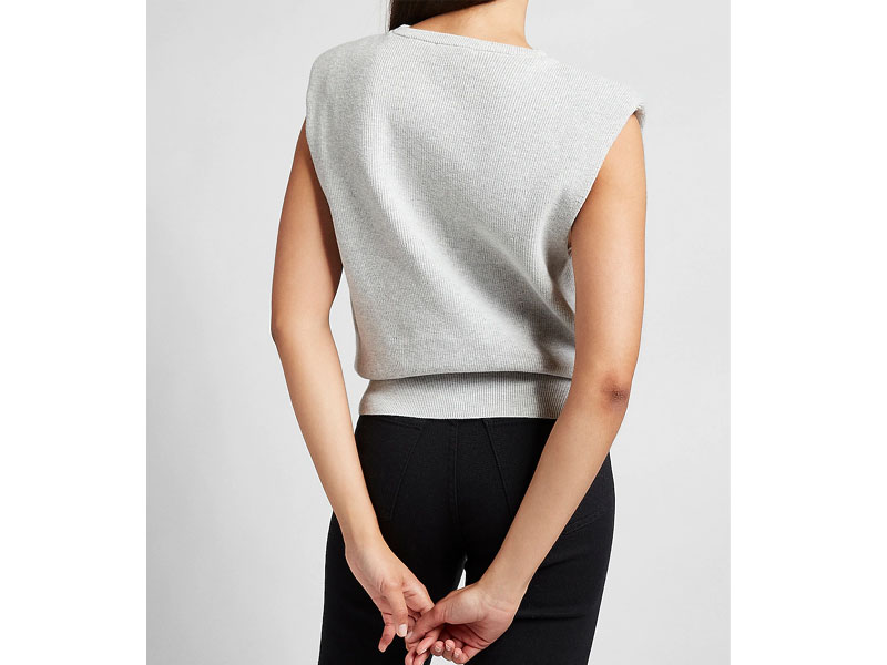 Women's Ribbed Padded Shoulder Sweater