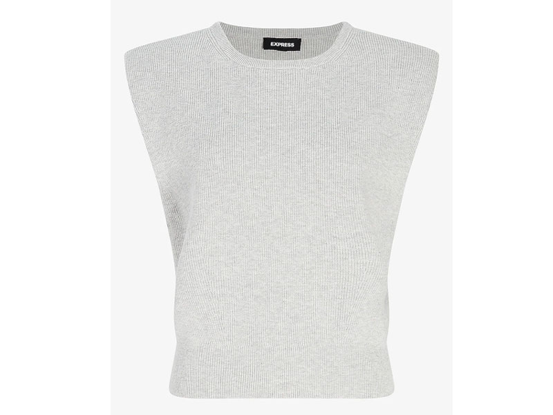 Women's Ribbed Padded Shoulder Sweater