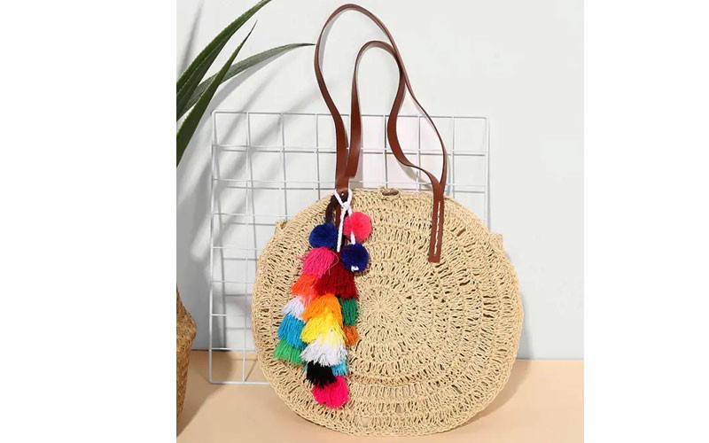 Tassel & Pom Pom Decorated Tote Bag