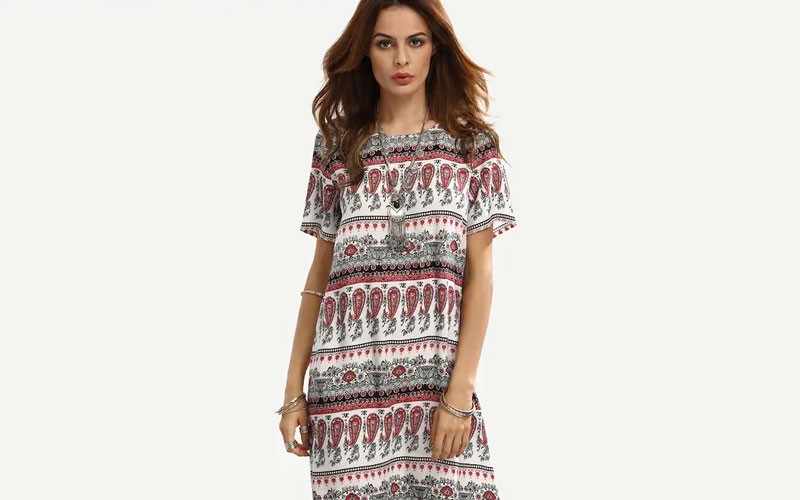 Shein Colorful Tribal Print Loose Dress