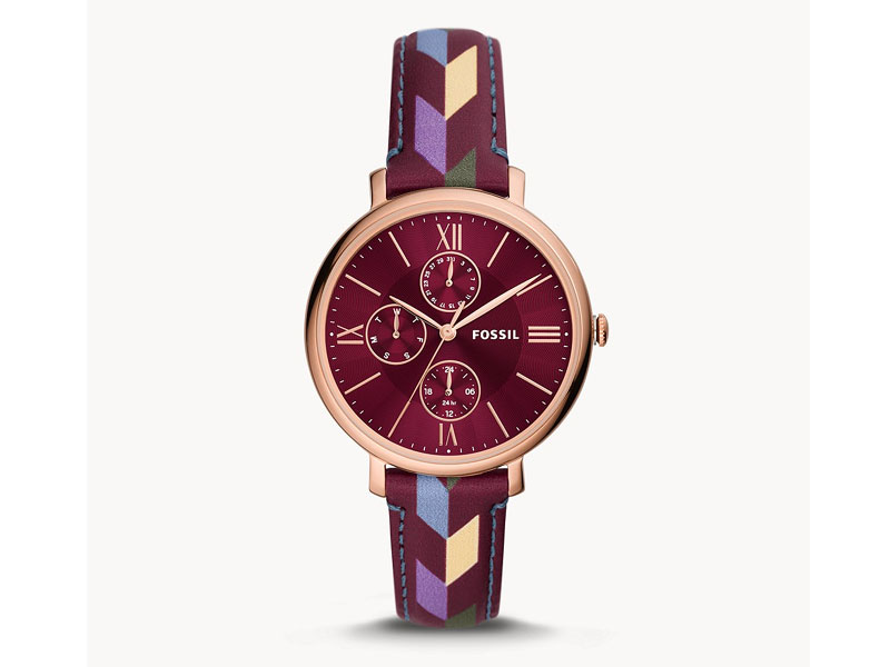 Fossil Women's Jacqueline Multifunction Burgundy Leather Watch