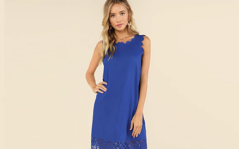 Shein Laser Cut Insert Scalloped Edge Dress