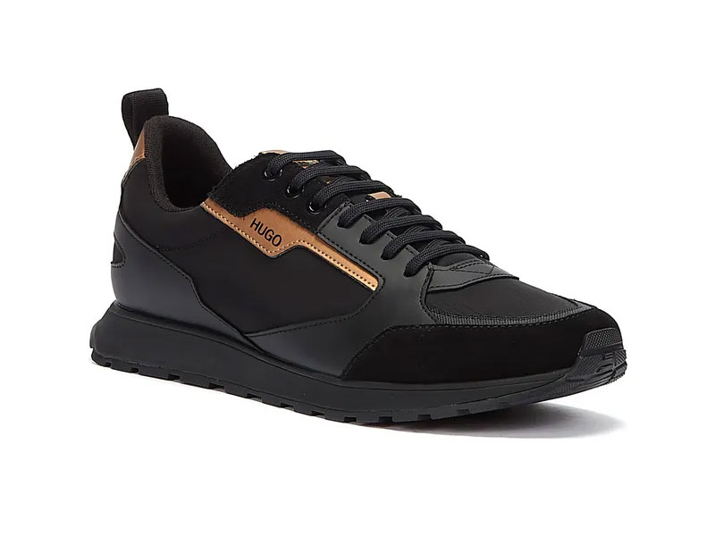 Hugo Icelin Runn Herren Schwarz Gold Trainer Schuhe