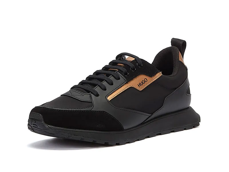 Hugo Icelin Runn Herren Schwarz Gold Trainer Schuhe