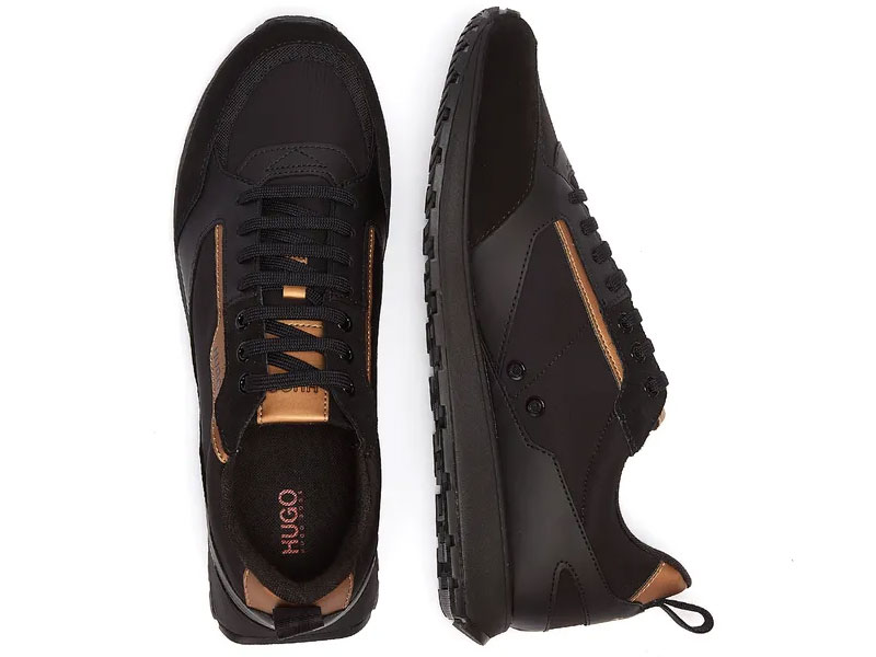 Hugo Icelin Runn Herren Schwarz Gold Trainer Schuhe