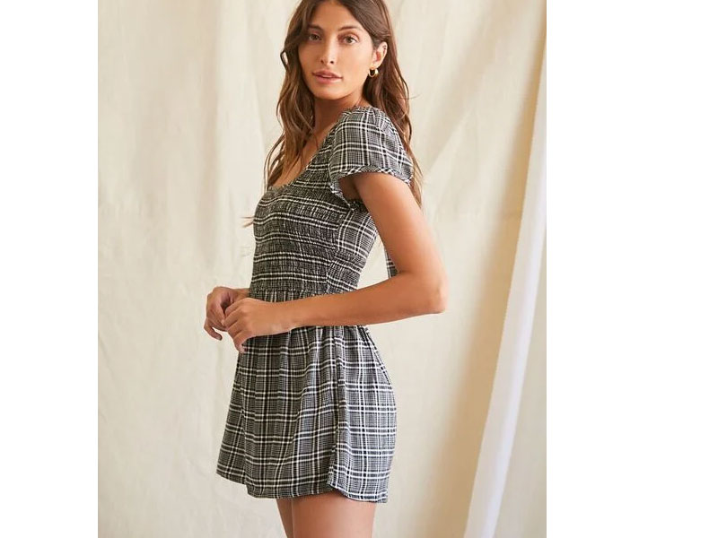 Women's Plaid Cutout Romper