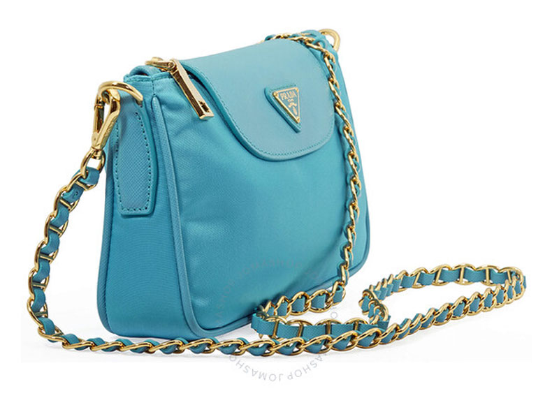 Prada Nylon Crossbody Bag in Turquoise