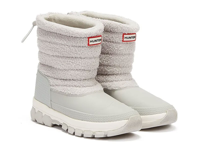 Damen Hunter Sherpa Snowboot kurze graue Stiefel