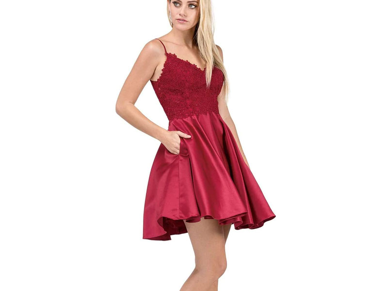 Dancing Queen Jeweled Lace Bodice Homecoming Dress