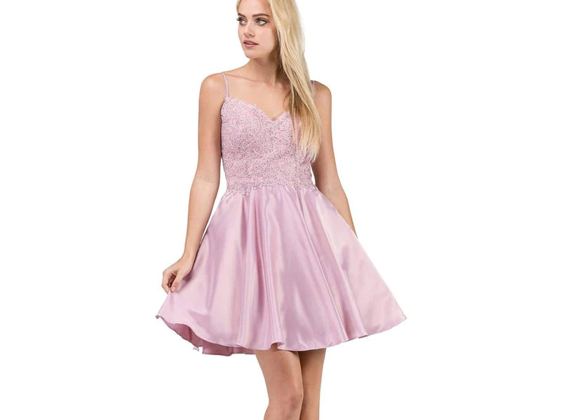 Dancing Queen Jeweled Lace Bodice Homecoming Dress