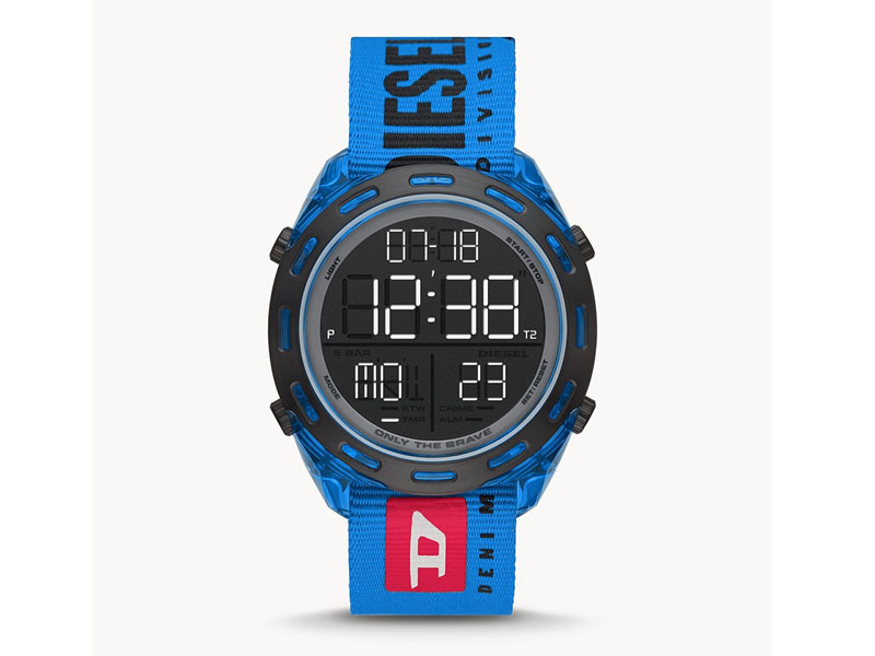 Diesel Crusher Digital Blue Nylon Watch For Men