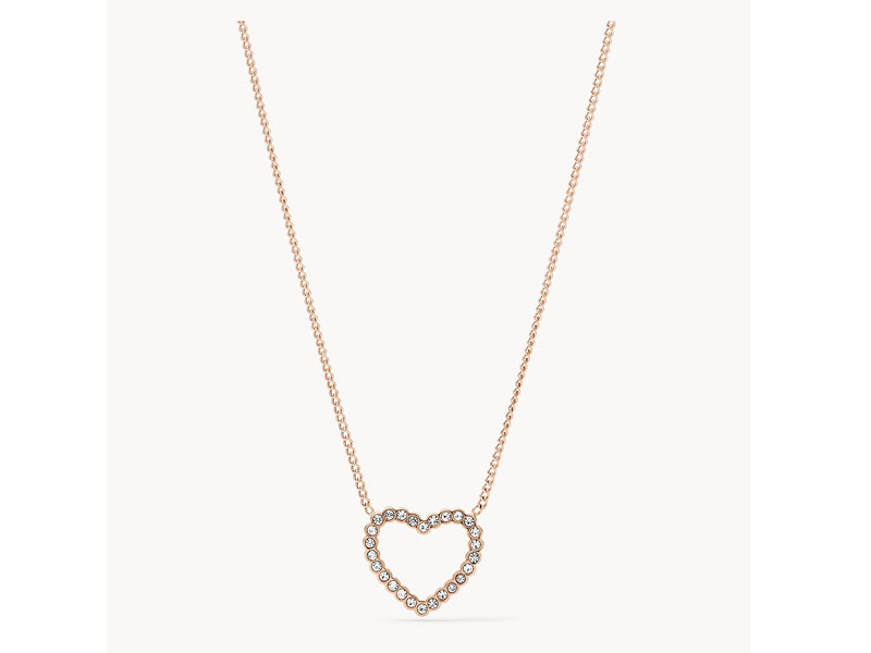Fossil Women's Sutton Open Heart Rose Gold-Tone Necklace