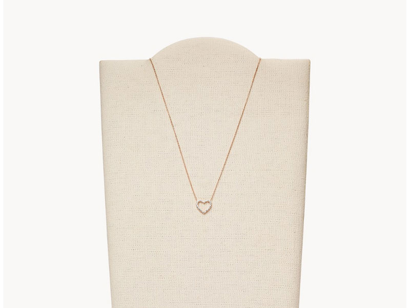 Fossil Women's Sutton Open Heart Rose Gold-Tone Necklace