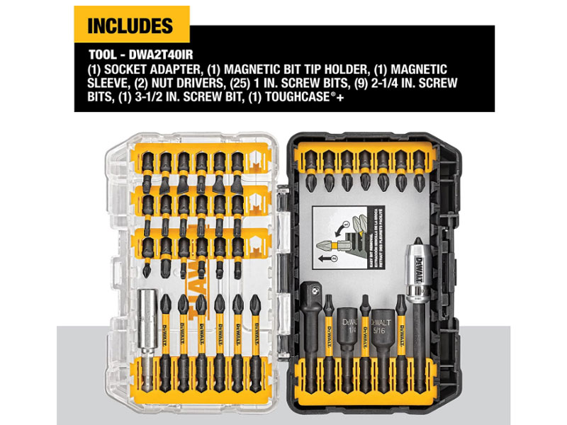 DeWalt Screwdriver Bit Set Impact Ready FlexTorq 40-Piece DWA2T40IR