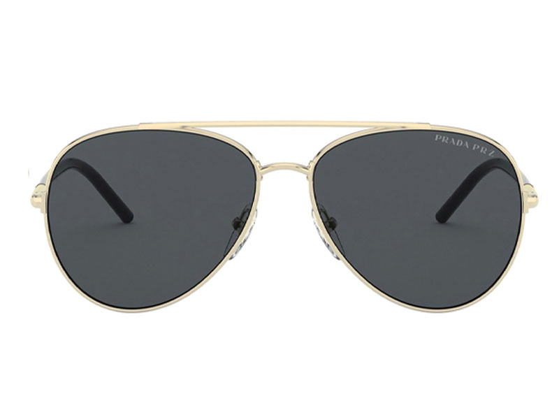 Women's Prada Decode Polarized Pale Gold Tone Aviator Sunglasses