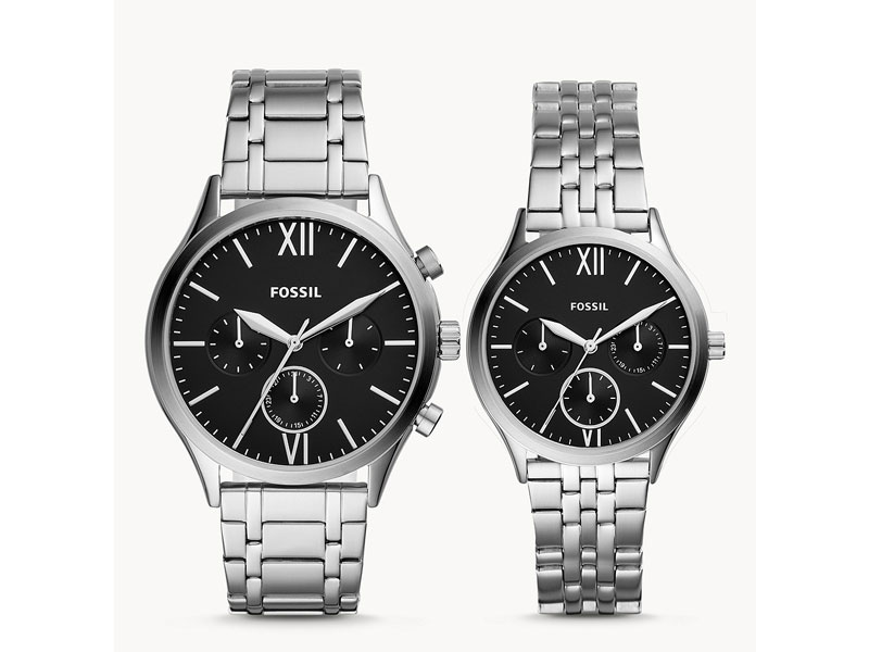 Fossil His & Her Fenmore Midsize Multifunction Watch Gift Set