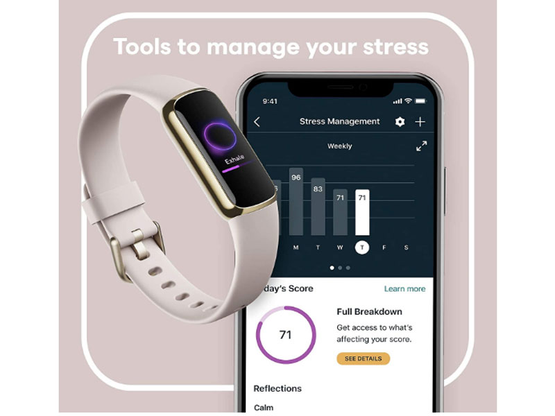 Fitbit Luxe Fitness & Wellness Tracker Lunar White/Soft Gold