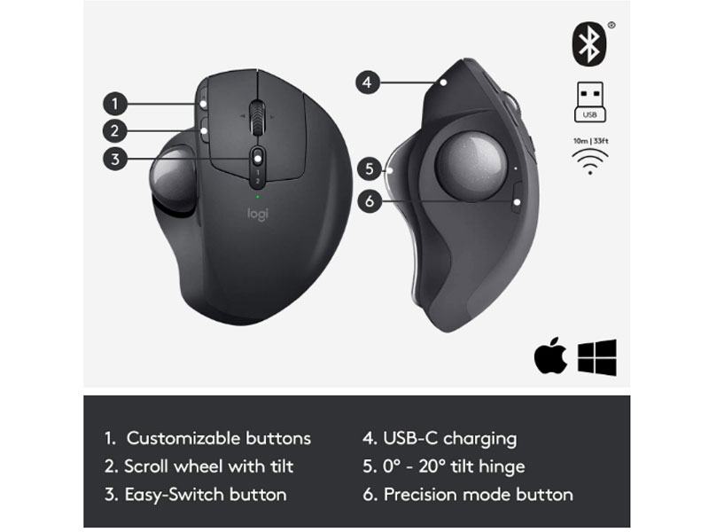 Logitech MX Ergo Wireless Trackball Mouse