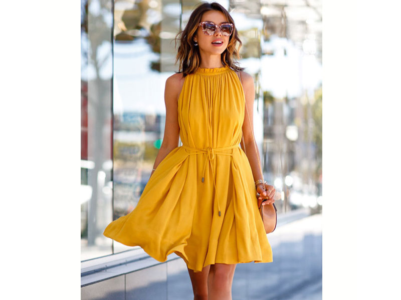 Women's Yellow Sleeveless Casual Summer Dress