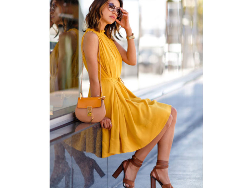 Women's Yellow Sleeveless Casual Summer Dress