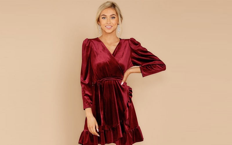 Gorgeous Burgundy Velvet Dress