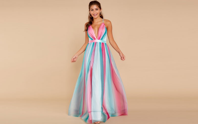 Stunning Magenta Striped Maxi Dress