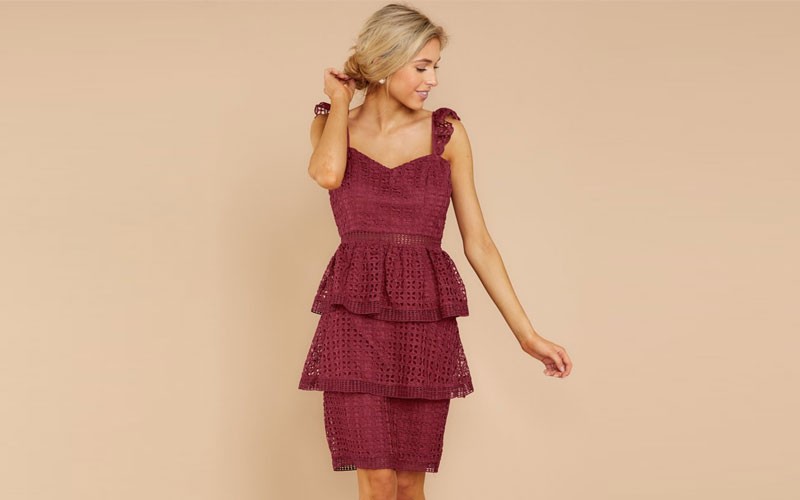 Luxurious Berry Red Lace Dress