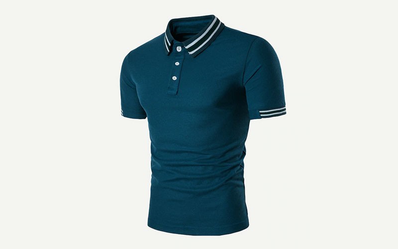 Men Striped Detail Polo Shirt