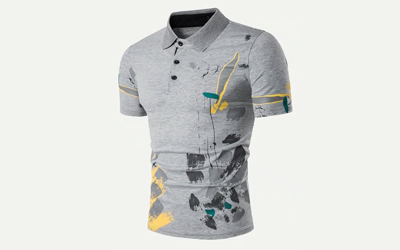 Men Abstract Print Polo Shirt