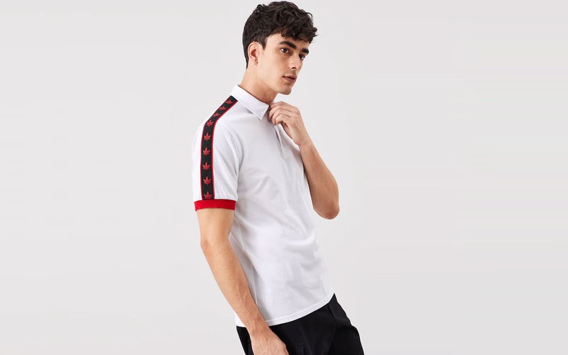 Shein Men Leaf Tape Detail Polo Shirt