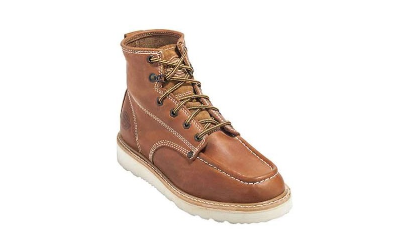 Dickies Boots: Men's DW7318 Tan Moc Wedge Oil Resistant Leather Boots