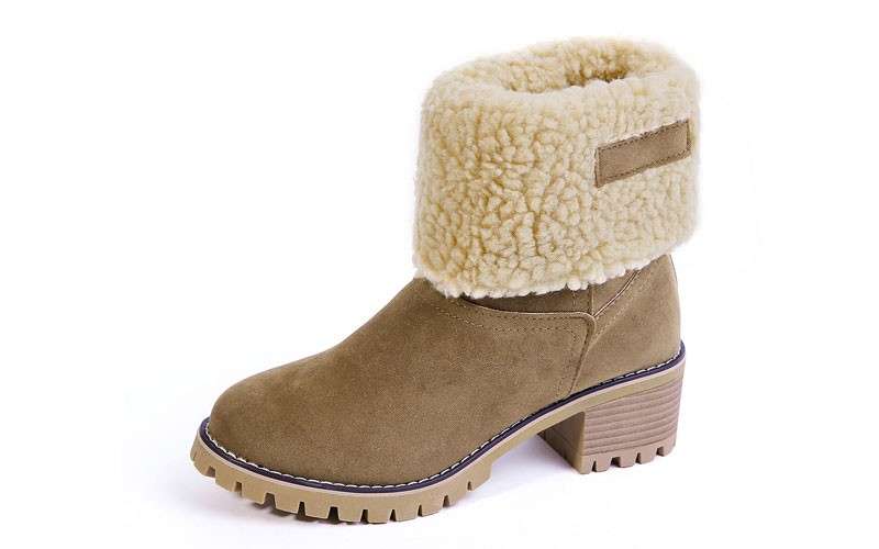 Camel Antiskid Fur Lined Warm Boots
