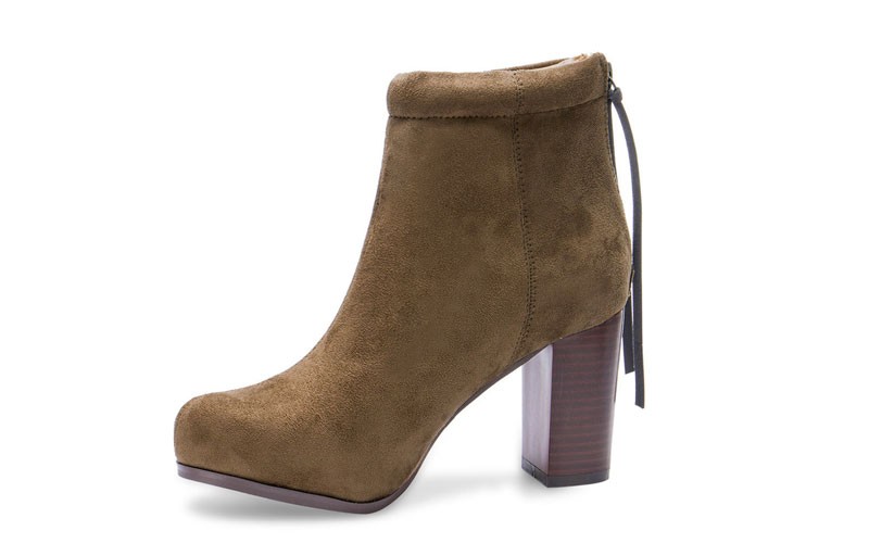 Suede High Ankle Boots in Khaki