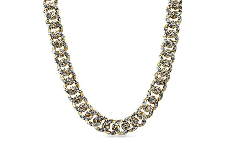 925 Silver Miami Cuban Gold Cz 13Mm Chain